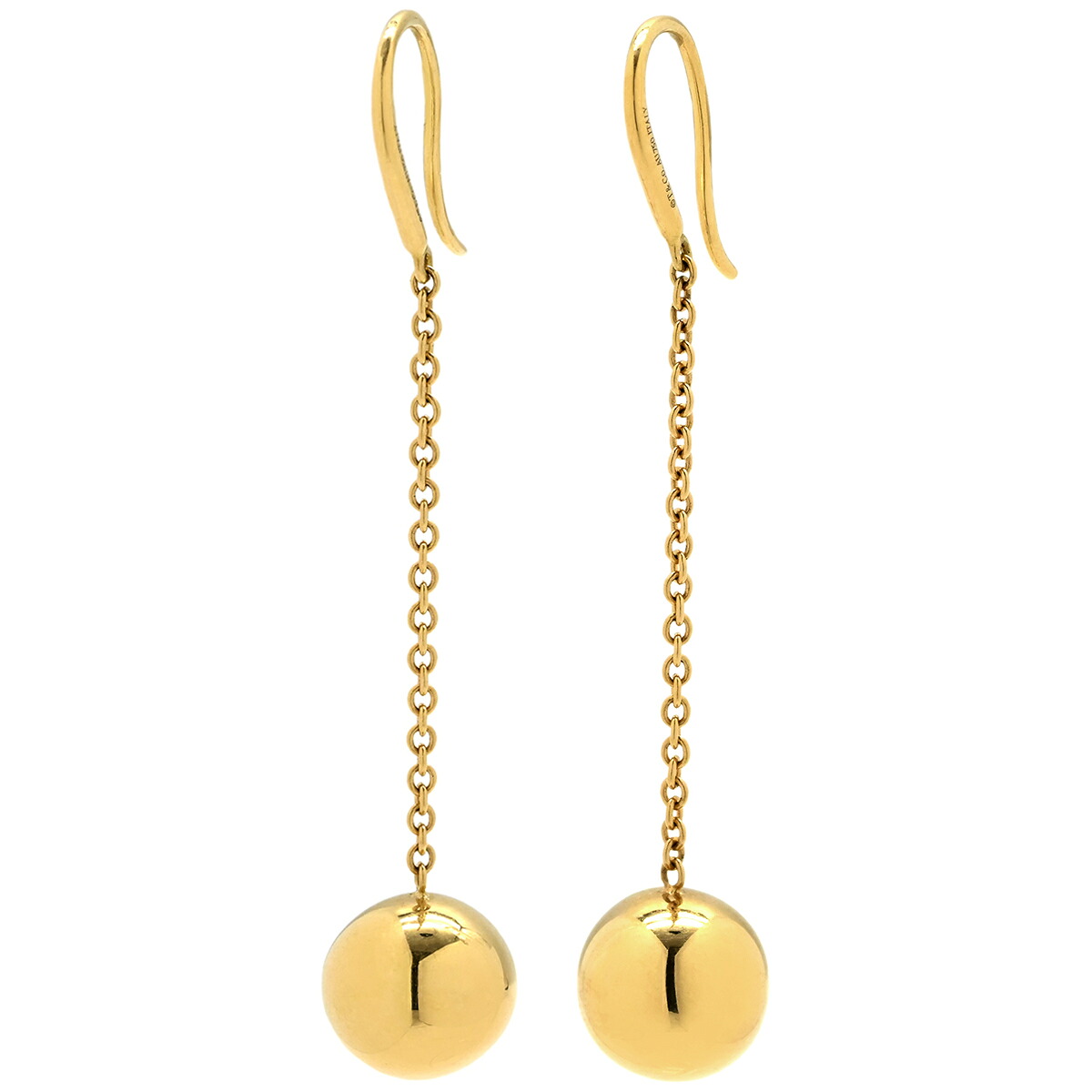 ティファニー Tiffany & Co ピアス ボールフック イエローゴールド T&Co. Au750 18K 18金 ドロップ スイング ロング 丸 球 【中古】