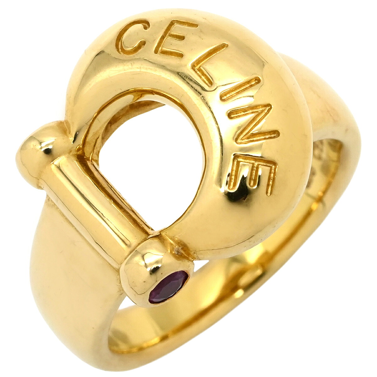 セリーヌ CELINE リング 指輪 ゴールドリング ホースシュー イエローゴールド AU750 18K ルビー 馬蹄 12.5号【中古】 168,000円
