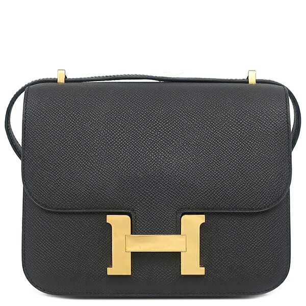 ＼最大5万円割引クーポン 4/4 20時から 数量限定／ エルメス HERMES ショルダーバッグ コンスタンスミニ 3 ミロワール ヴォーエプソン ブラック ゴールド金具 黒 U 【保存袋】【中古】