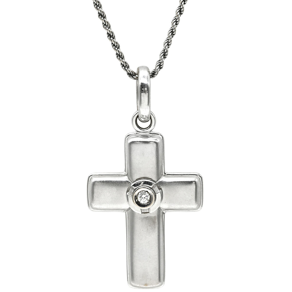 ＼最大5万円割引クーポン 4/4 20時から 数量限定／ ダミアーニ DAMIANI ネックレス クロス ダイヤ ペンダント ホワイトゴールド 18K 750 WG 十字架 CROSS 【中古】 224,000円