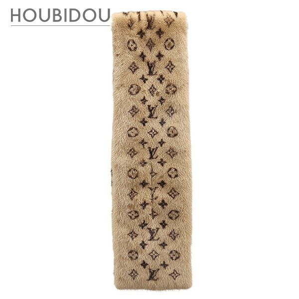ルイヴィトン Louis Vuitton えり巻き エシャルプ ミンクのコート 地絹 ベージュ×赤銅色 モノグラム レオパード ヒョウ柄  M67414 BX0198 【箱】【中古】