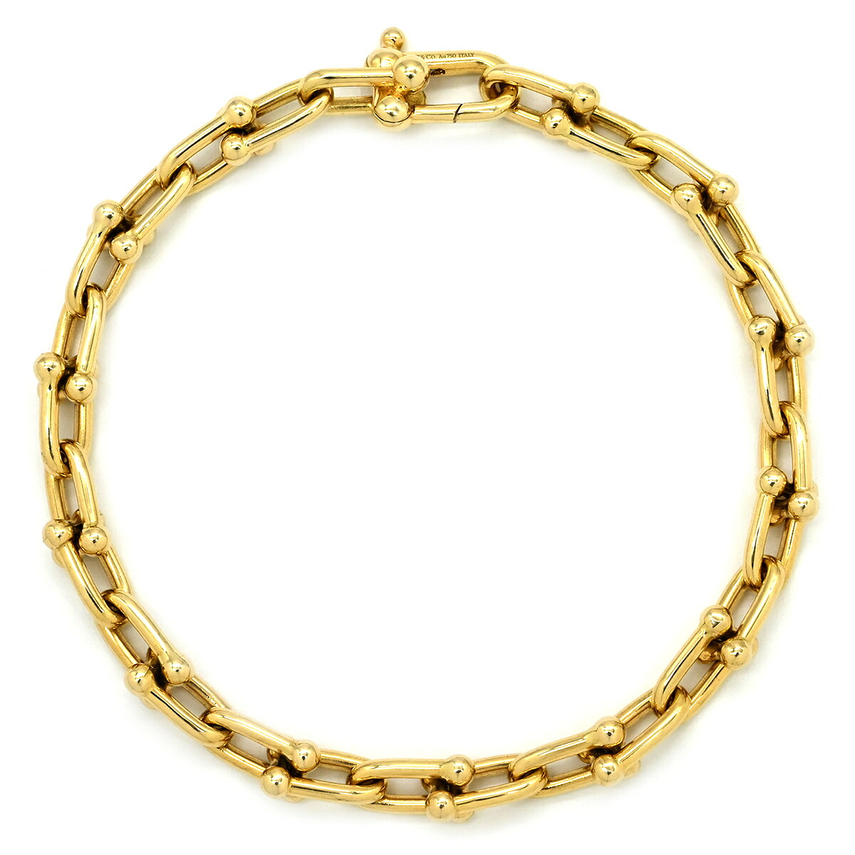 ティファニー Tiffany & Co ブレスレット ハードウェア スモール リンク イエローゴールド T&Co. Au750 18K 18金 60153077 【箱】【中古】