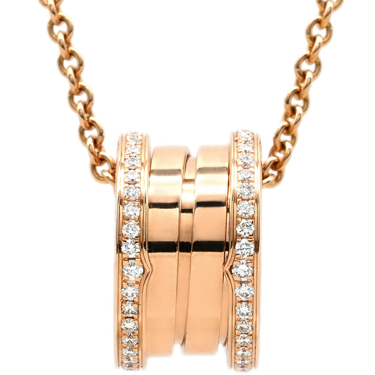 ブルガリ BVLGARI ネックレス ビーゼロワン ダイヤ ピンクゴールド B-zero1 ペンダント 18K 750PG 350052【中古】