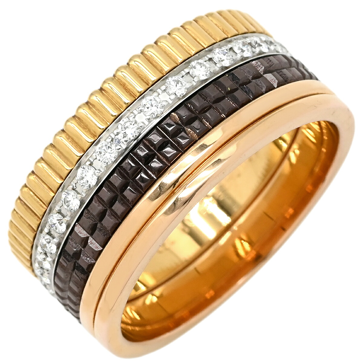ブシュロン BOUCHERON リング 指輪 キャトル クラシック ラージ 4カラー #T70 ダイヤ Au750 18K ブラウンPVD 29号 JRG0062353【中古】