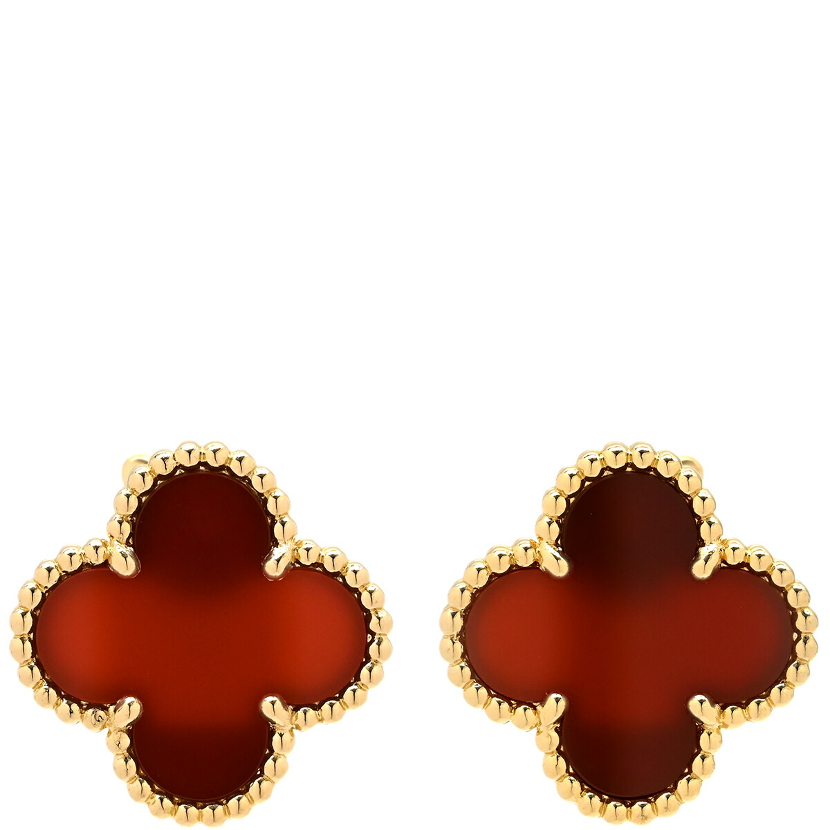 ＼最大5万円割引クーポン 4/4 20時から 数量限定／ ヴァンクリーフアーペル Van Cleef & Arpels ピアス ヴィンテージ アルハンブラ レッド×イエローゴールド Au750 18K 18金 赤 カーネリアン VCARD40400【中古】