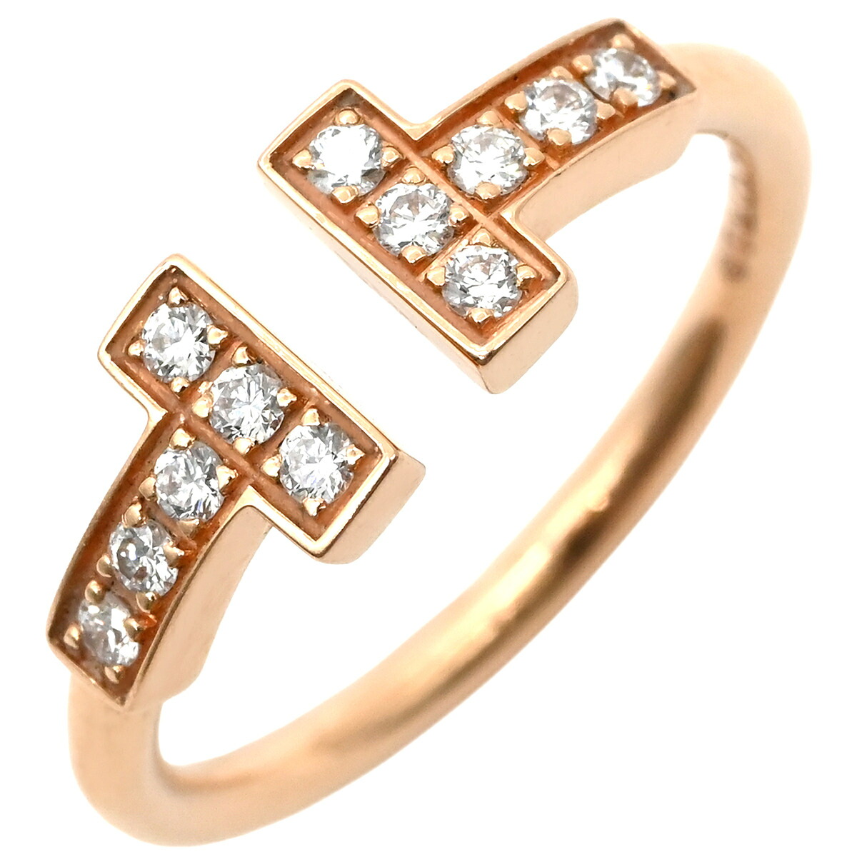 ティファニー Tiffany & Co リング 指輪 T ダイヤモンド ワイヤー ピンクゴールド T&Co. K18PG Au750 18K 18金 ローズゴールド 6号 60147315 【箱】【中古】
