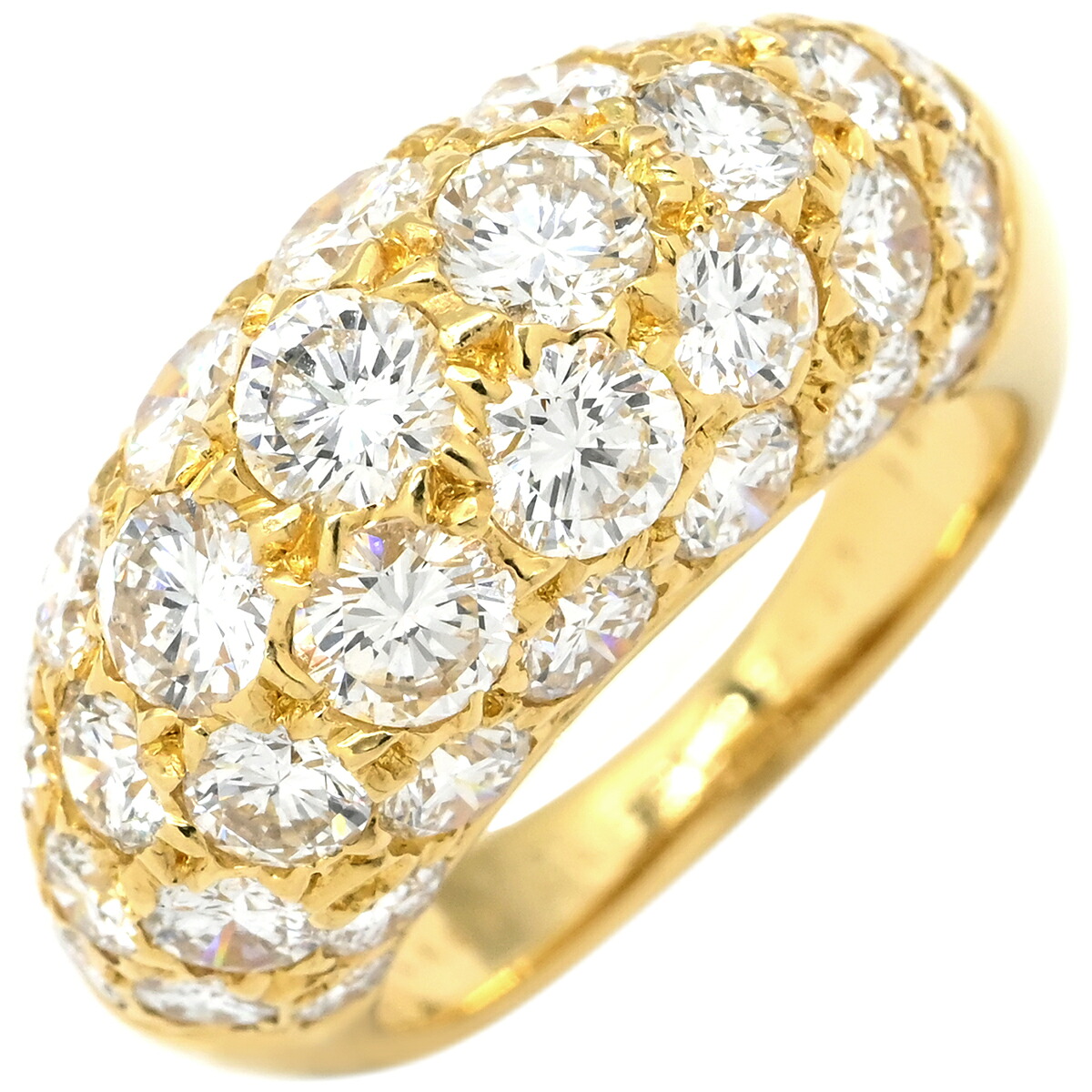 ヴァンクリーフアーペル Van Cleef & Arpels リング 指輪 ブール パヴェダイヤモンド イエローゴールド 18KT Au750 18金 セミエタニティ 9号 【修理証明書】【中古】 712,000円