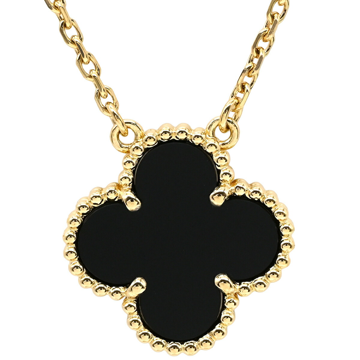ヴァンクリーフアーペル Van Cleef & Arpels ネックレス ヴィンテージ アルハンブラ ペンダント ブラック×イエローゴールド Au750 18K 黒 オニキス VCARA45800 【箱】【中古】