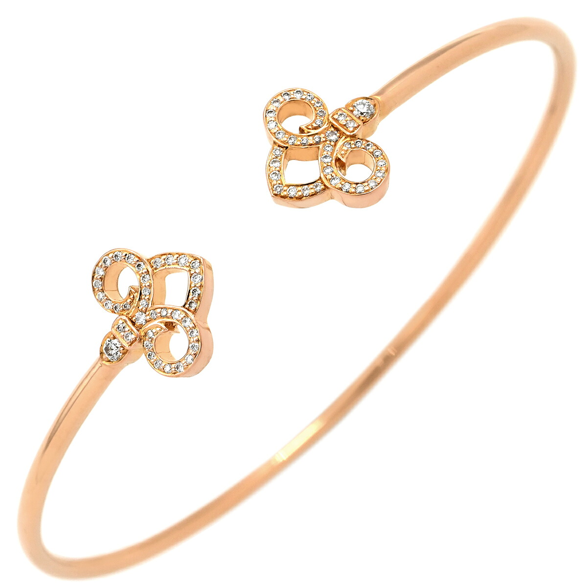 ティファニー Tiffany & Co バングル フルール ド リス ステム ワイヤー ピンクゴールド T&Co. 750 ダイヤ ブレスレット ユリ 花モチーフ 【中古】