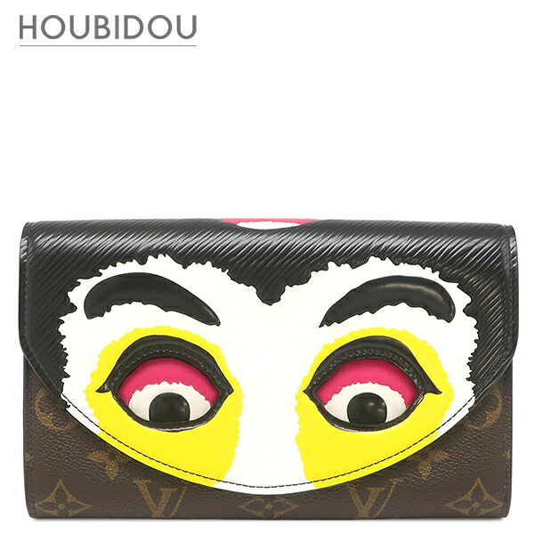ルイヴィトン Louis Vuitton チェーンウォレット ポシェット カブキマスク モノグラム帆布 モノグラム×黄色 しろがね色金具 M43532 SP4117【中古】