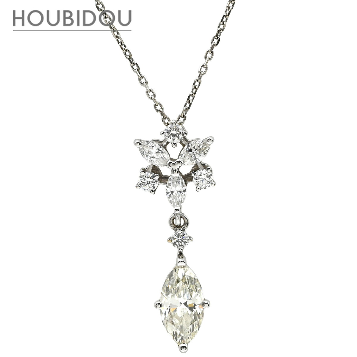 ＼ポイント5倍／ タサキ TASAKI ネックレス ダイヤ ペンダント ホワイトゴールド マーキスカット ドロップ スイング 【中古】｜HOUBIDOU 心斎橋店