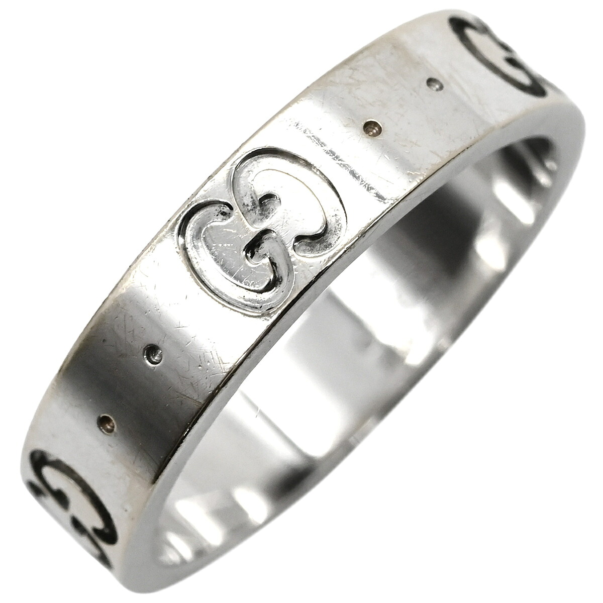 グッチ GUCCI リング 指輪 アイコン スリム ホワイトゴールド #8 Au750 750 18K ホワイトゴールド 7.5号 660070 【箱】【中古】 55,200円