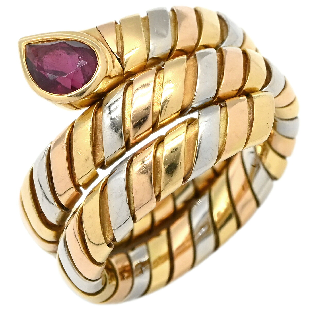 ＼最大5万円割引クーポン 4/4 20時から 数量限定／ ブルガリ BVLGARI リング 指輪 トゥボガス イエローゴールドXピンクゴールドXホワイトゴールド 3カラー 750 18K 18金 14.5号 【箱】【中古】