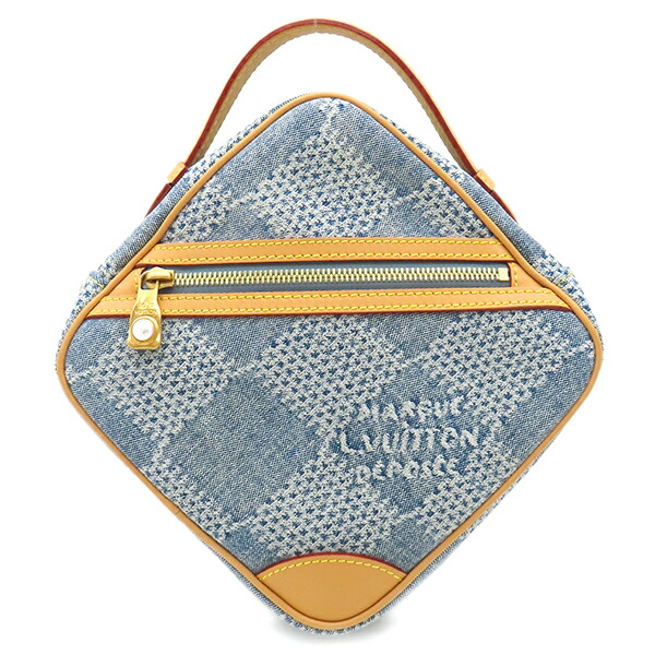 ＼最大5万円割引クーポン 4/4 20時から 数量限定／ ルイヴィトン LOUIS VUITTON 2WAYバッグ チェス メッセンジャー レザー ダミエデニム ブルー ゴールド金具 ハンドハッグ ショルダー 青 N40706 RFID 【保存袋】【中古】