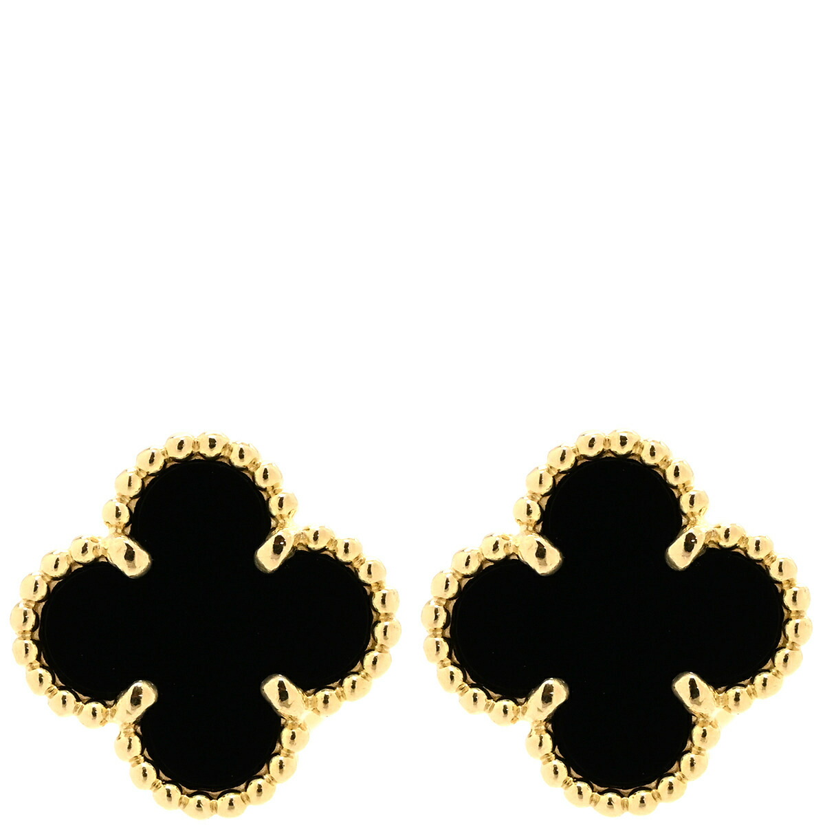 ＼最大5万円割引クーポン 4/4 20時から 数量限定／ ヴァンクリーフアーペル Van Cleef & Arpels ピアス スウィート アルハンブラ ブラック×イエローゴールド 黒 オニキス 750 YG 18K 両耳用 VCARA44900 【保証書】【中古】