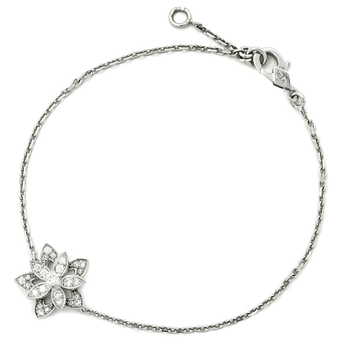 ヴァンクリーフアーペル Van Cleef & Arpels ブレスレット ロータス ダイヤ ミニ ホワイトゴールド 750 18K フラワーモチーフ VCARP1AB00 【保証書】【中古】