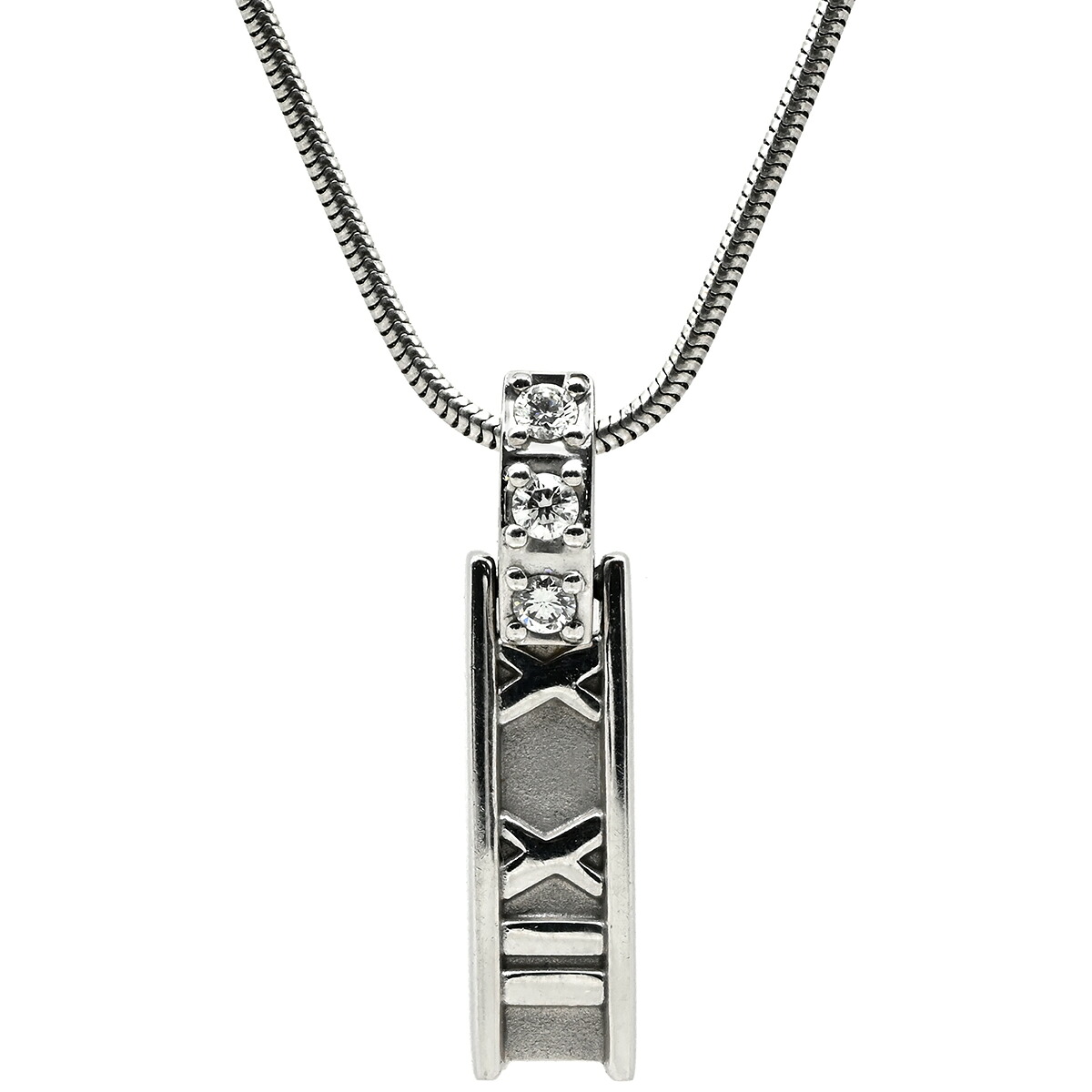 ティファニー Tiffany & Co ネックレス アトラス ペンダント ダイヤモンド ホワイトゴールド 18K 750 Ag750 ローマ数字 【中古】