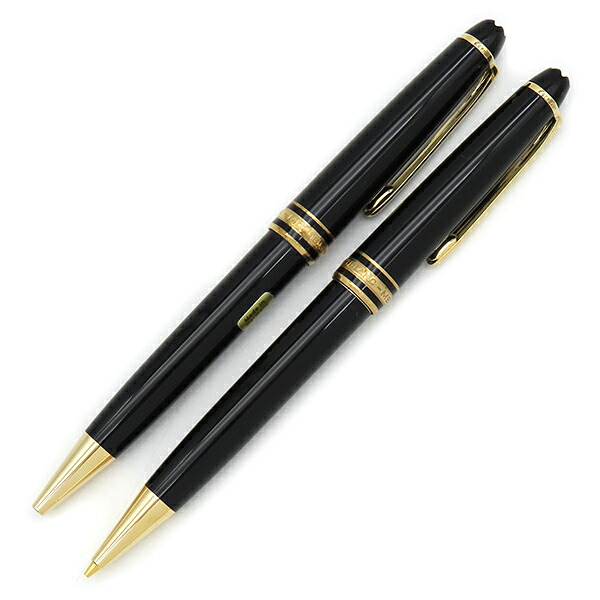 モンブラン Montblanc 文具 マイスターシュテュック クラシック ボールペン シャープペンシル 0.5mm セット GP プレシャスレジン ブラック×ゴールド インク切れ ペンケース 【箱】【中古】