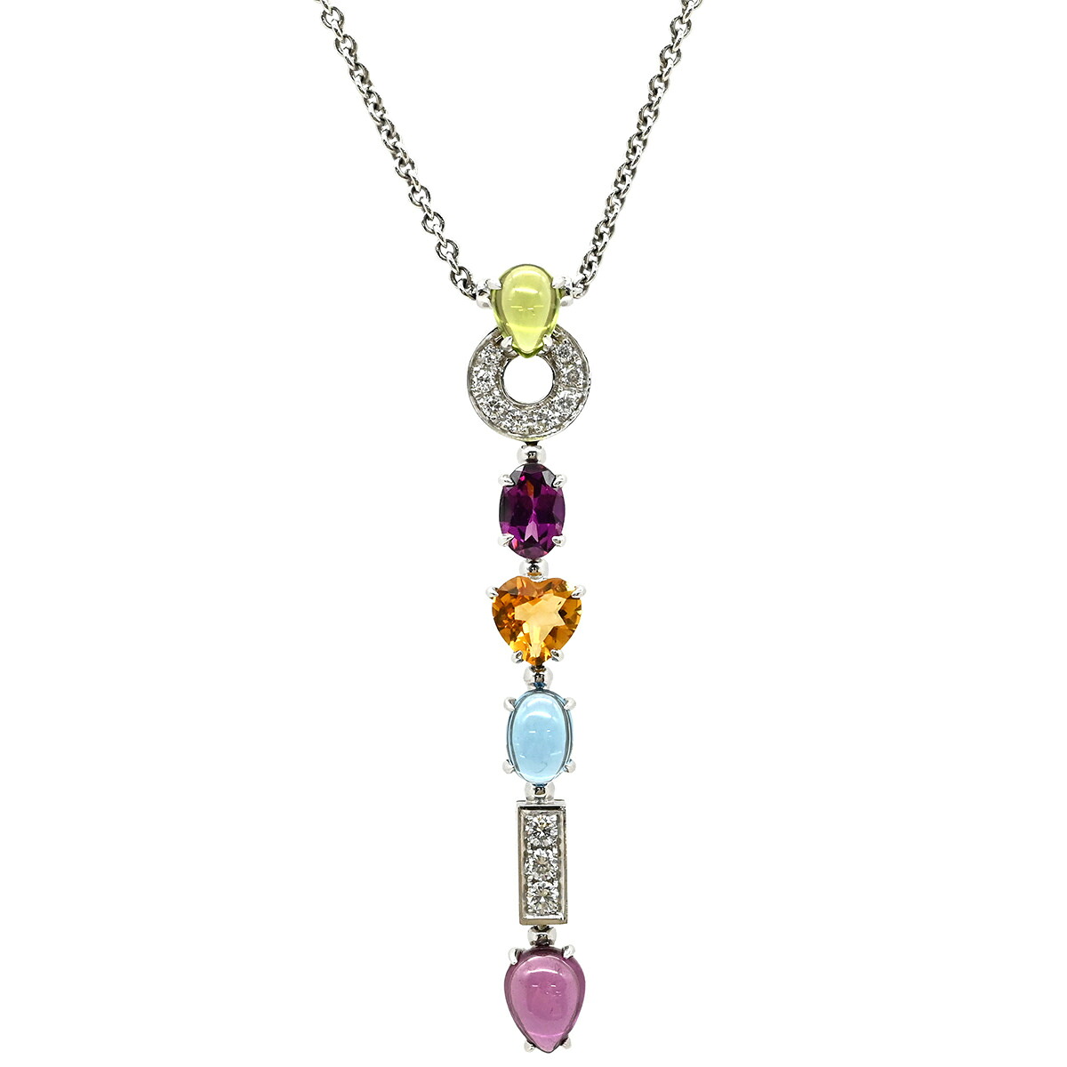 ブルガリ BVLGARI ネックレス アレグラ マルチカラー マルチカラー×ホワイトゴールド 18金 ダイヤ カラーストーン ステーションドロップ 【中古】