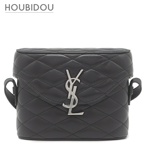 ＼最大5万円割引クーポン 4/4 20時から 数量限定／ サンローラン SAINT LAURENT ショルダーバッグ ジューン ボックス ラムスキン ブラック マットシルバー金具 YSLロゴ 710298【中古】