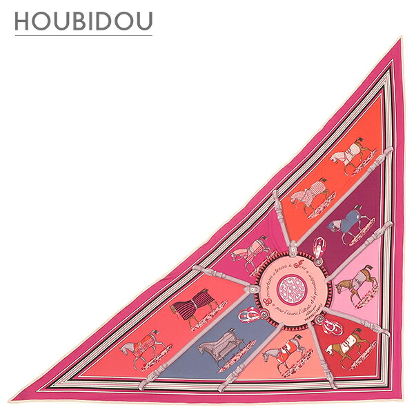 \ポイント10倍/ エルメス Hermes ストール カレ90 トライアングル ジェアン シルク ピンク×マルチカラー 【COUVERTURES ET TENUES/馬着】 【箱】【中古】|HOUBIDOU 心斎橋店