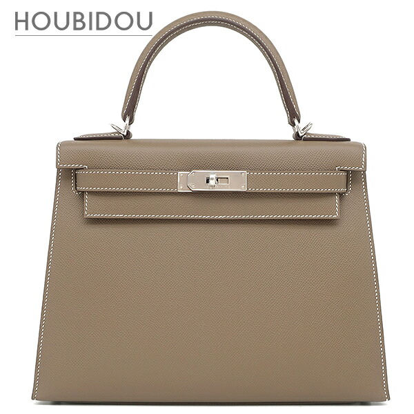 ＼最大5万円割引クーポン 4/4 20時から 数量限定／ エルメス HERMES 2WAYバッグ ケリー28 外縫い ヴォーエプソン エトゥープ シルバー金具 ハンドバッグ ショルダー D 【保存袋】【中古】