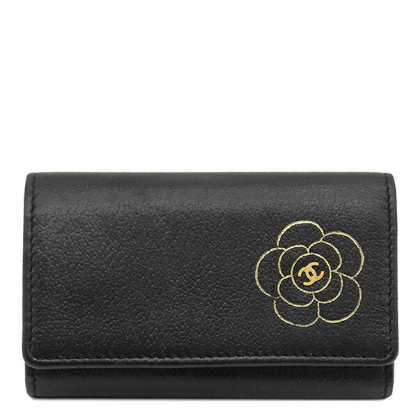 シャネル CHANEL キーケース カメリア ココマーク レザー ブラック ゴールド金具 黒 鍵入れ 6連 6本 16******【中古】 28,600円