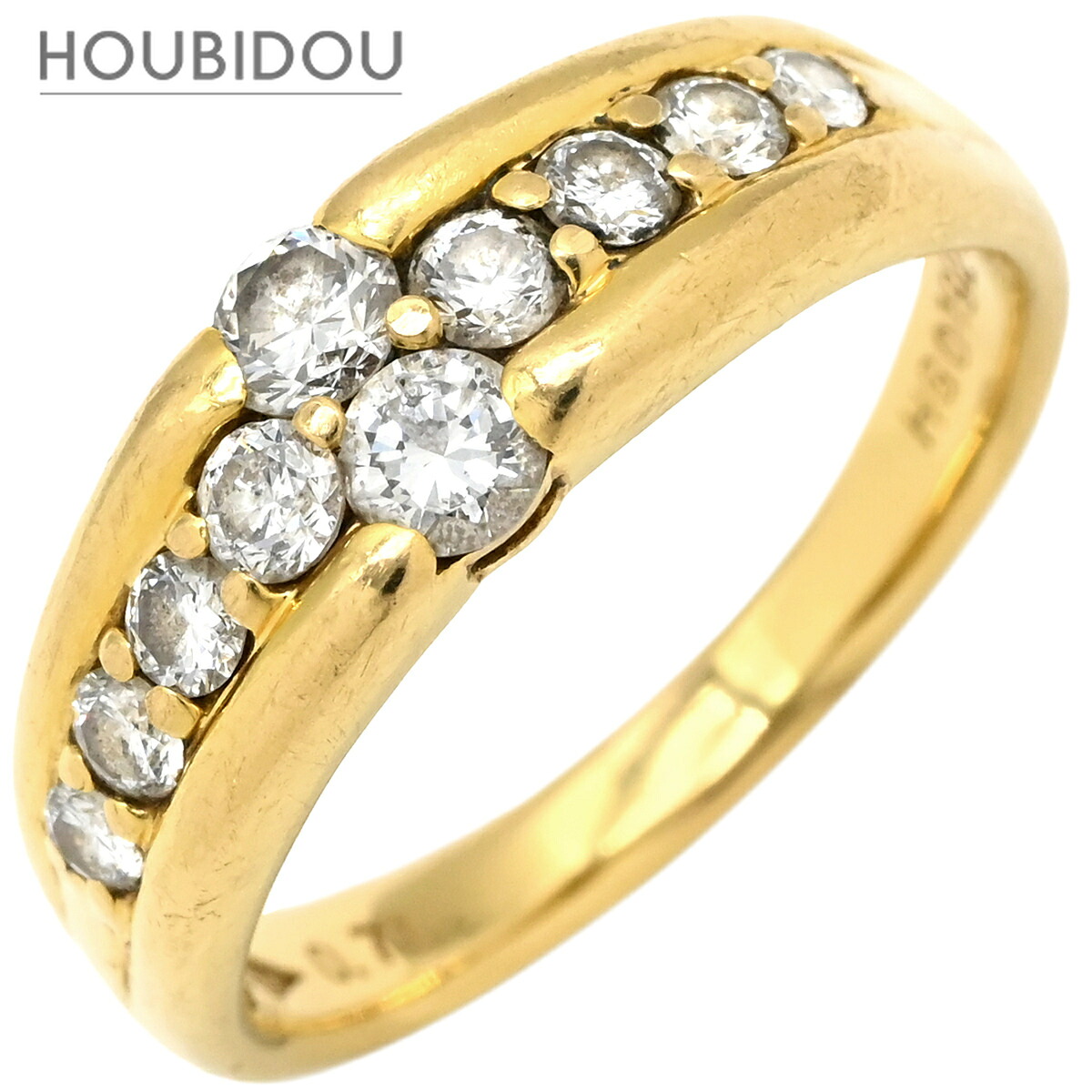 リング 指輪 ダイヤ 0.71ct イエローゴールド 18K Au750 YG 一文字リング ホールマーク 14.5号【中古】｜HOUBIDOU 心斎橋店 93,555円