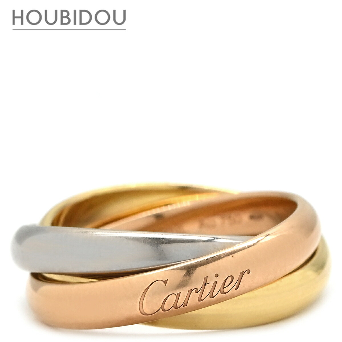 カルティエ Cartier リング 指輪 トリニティ クラシック MM ホワイトゴールド×イエローゴールド×ピンクゴールド #49(JP9) Au750 18K 18金 3カラー 3連 3重 9号 B4234249【中古】