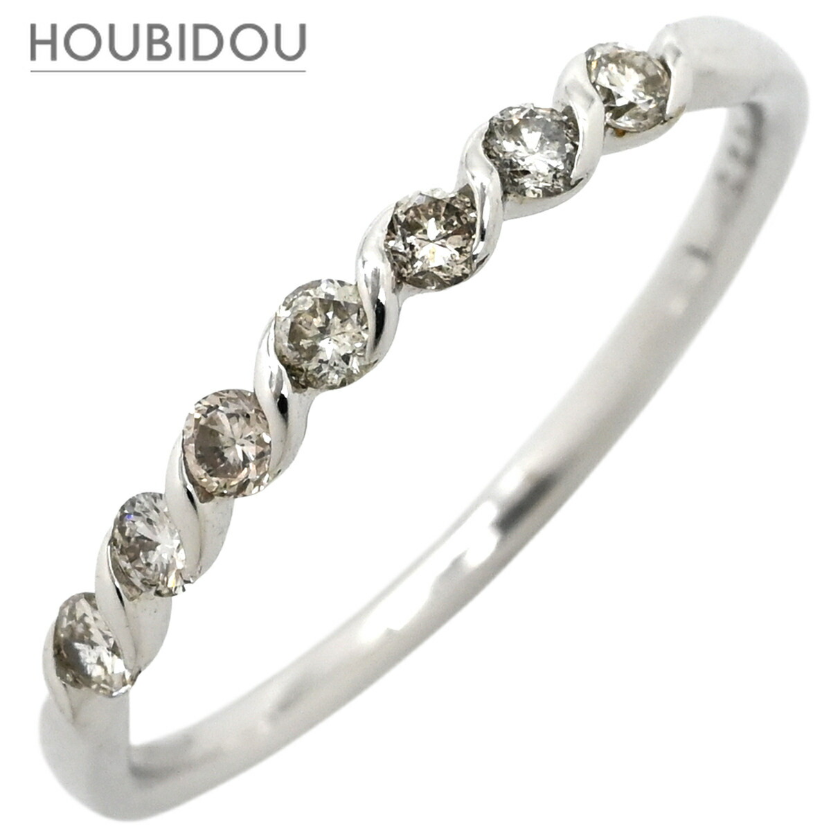 リング 指輪 ダイヤモンドリング 0.20ct ホワイトゴールド 一文字 ダイヤ 18K 750 WG 12号【中古】｜HOUBIDOU 心斎橋店