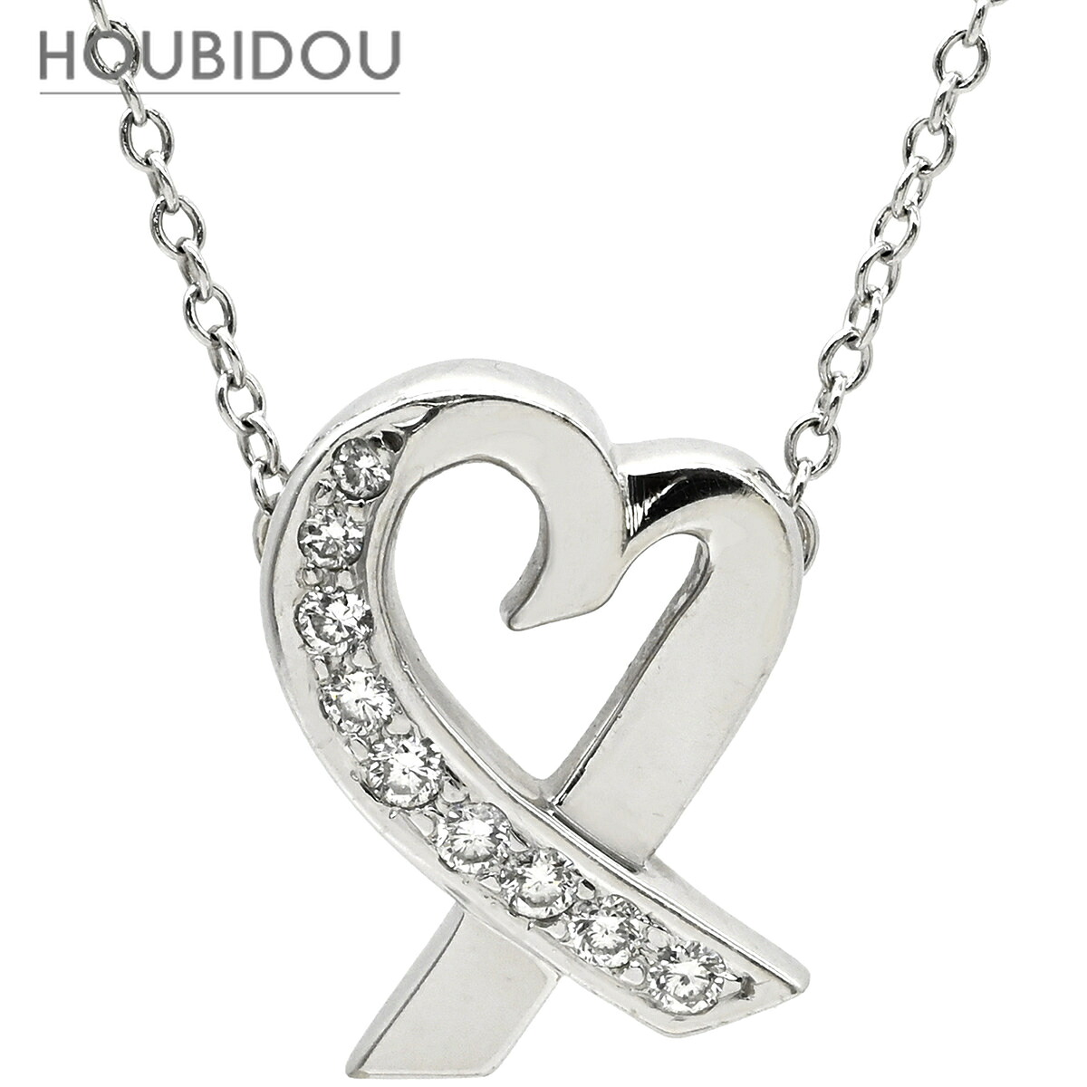 ティファニー Tiffany & Co ネックレス パロマ・ピカソ ラビング ハート ダイヤ ホワイトゴールド T&Co. Au750 18K 【中古】