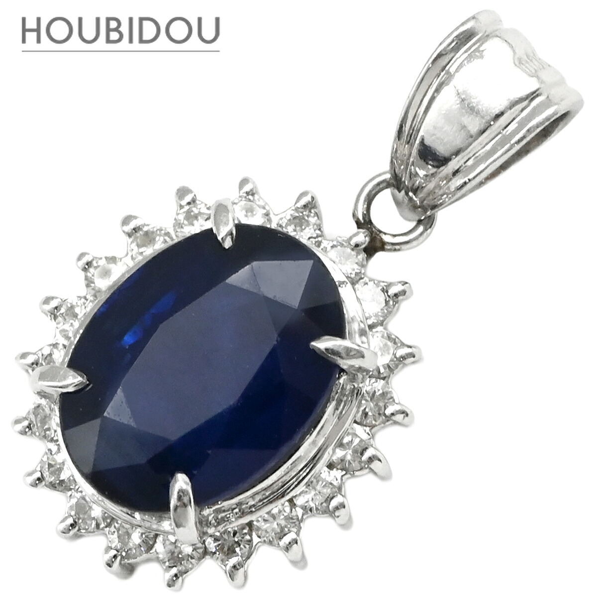 ペンダントトップ サファイア 2.63ct ダイヤモンド ブルーXプラチナシルバー 青 オーバルカット プラチナ 【中古】｜HOUBIDOU 心斎橋店