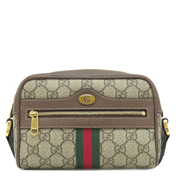 グッチ GUCCI ショルダーバッグ GGスプリーム オフィディア ミニバッグ GGスプリームキャンバス レザー ベージュ×ブラウン ゴールド金具 茶 シェリー 517350【中古】