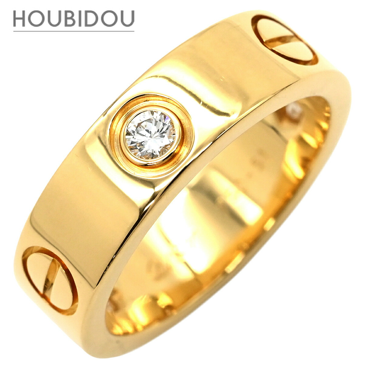 カルティエ Cartier リング 指輪 ラブリング ハーフダイヤ イエローゴールド #51(JP11) LOVE Ring 750 18K 18金 3P 3石 3粒 ダイヤ 11号 B4032400【中古】