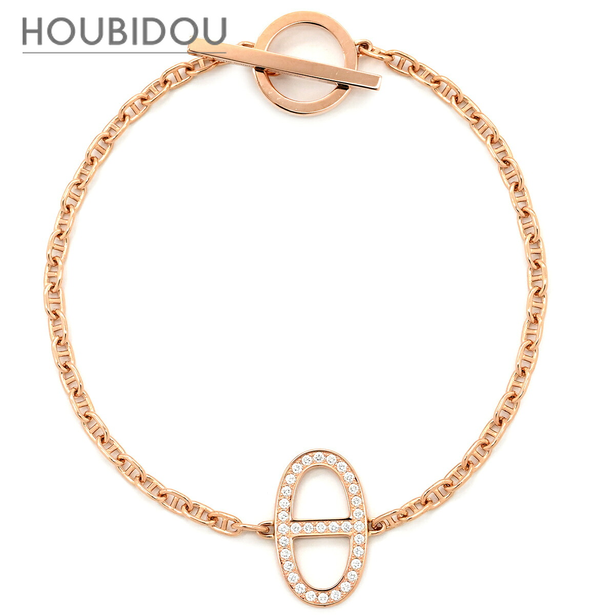 ＼最大5万円割引クーポン 4/4 20時から 数量限定／ エルメス HERMES ブレスレット シェーヌダンクル コントゥール ピンクゴールド SH Au750 18K 18金 ダイヤモンド H122404B【中古】