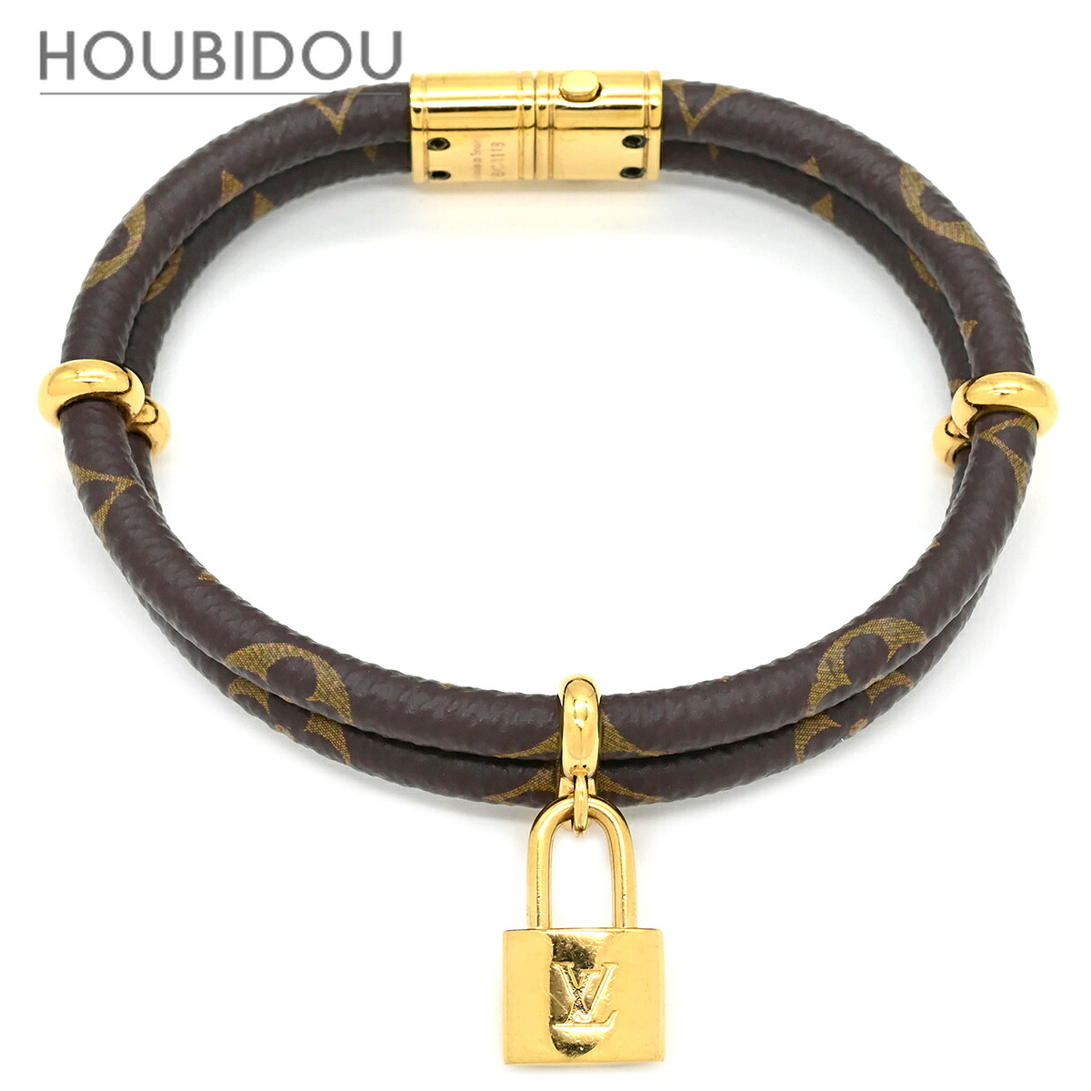 ルイヴィトン LOUIS VUITTON ブレスレット ブラスレ キープイット トゥワイス モノグラムキャンバス GP モノグラム ゴールド金具 GP×PVC M6640 BC1118【中古】