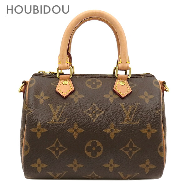 ルイヴィトン LOUIS VUITTON ショルダーバッグ ナノ スピーディ モノグラムキャンバス モノグラム ゴールド金具 茶 ミニショルダー M61252 TY1210【中古】