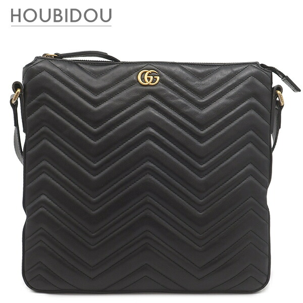 \ポイント10倍/ グッチ GUCCI ショルダーバッグ GGマーモント キルティング レザー ブラック ゴールド金具 ダブルG 523369【中古】|HOUBIDOU 心斎橋店