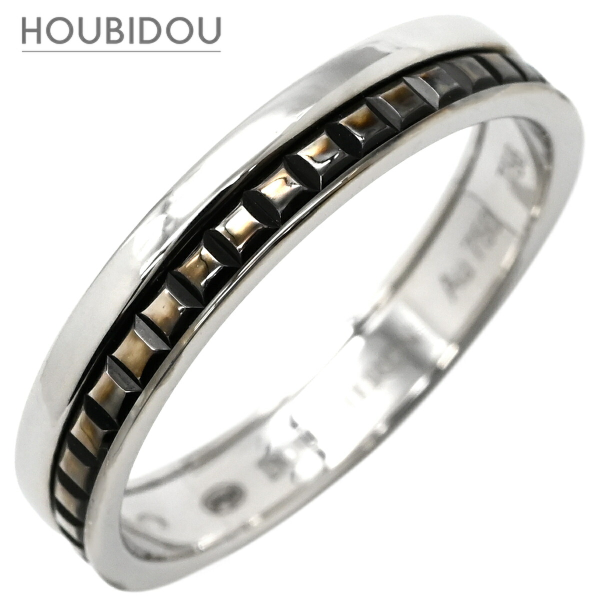 ブシュロン BOUCHERON 輪っか 指環 キャトル 黒いこと 二分の一 白いことゴールド×黒いこと #T56（JP16） 金750 18K 15.5号【中古】
