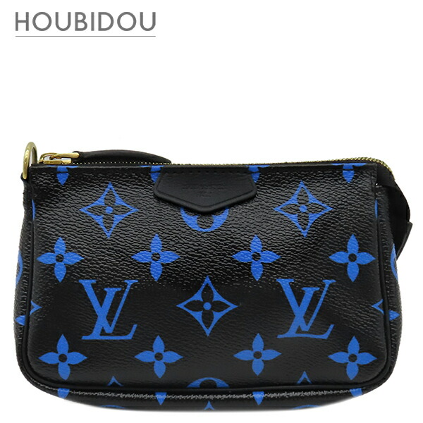ルイヴィトン LOUIS VUITTON 佩び物車寄せ ミニ ポシェット アクセソワール モノグラム帆布 黒いこと×青色 ゴールド金具 車寄せ M67237 空想科学小説0126【中古】