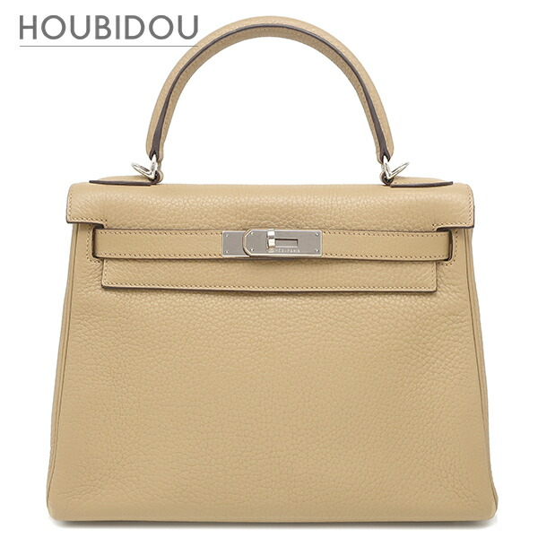 エルメス HERMES 2WAYバッグ ケリー28 内縫い トリヨンクレマンス タバックキャメル シルバー金具 ベージュ □L 【保存袋】【中古】