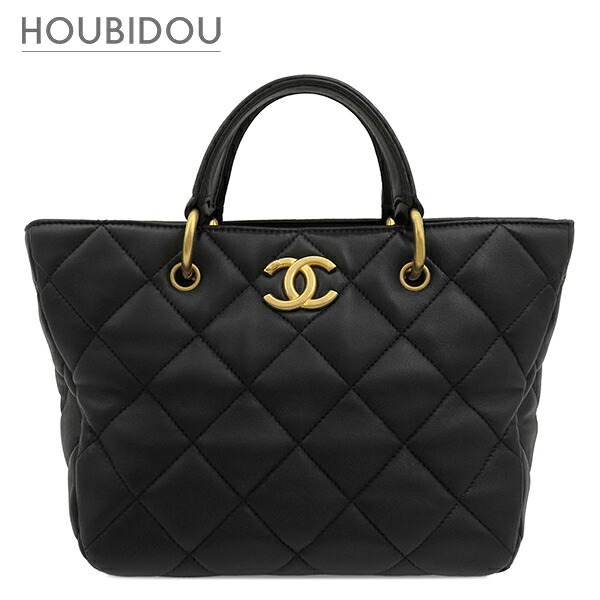 シャネル CHANEL 2WAYバッグ マトラッセ トート ラムスキン ブラック ゴールド金具 黒 ココマーク チェーンショルダー ランダムシリアル 【箱】【中古】