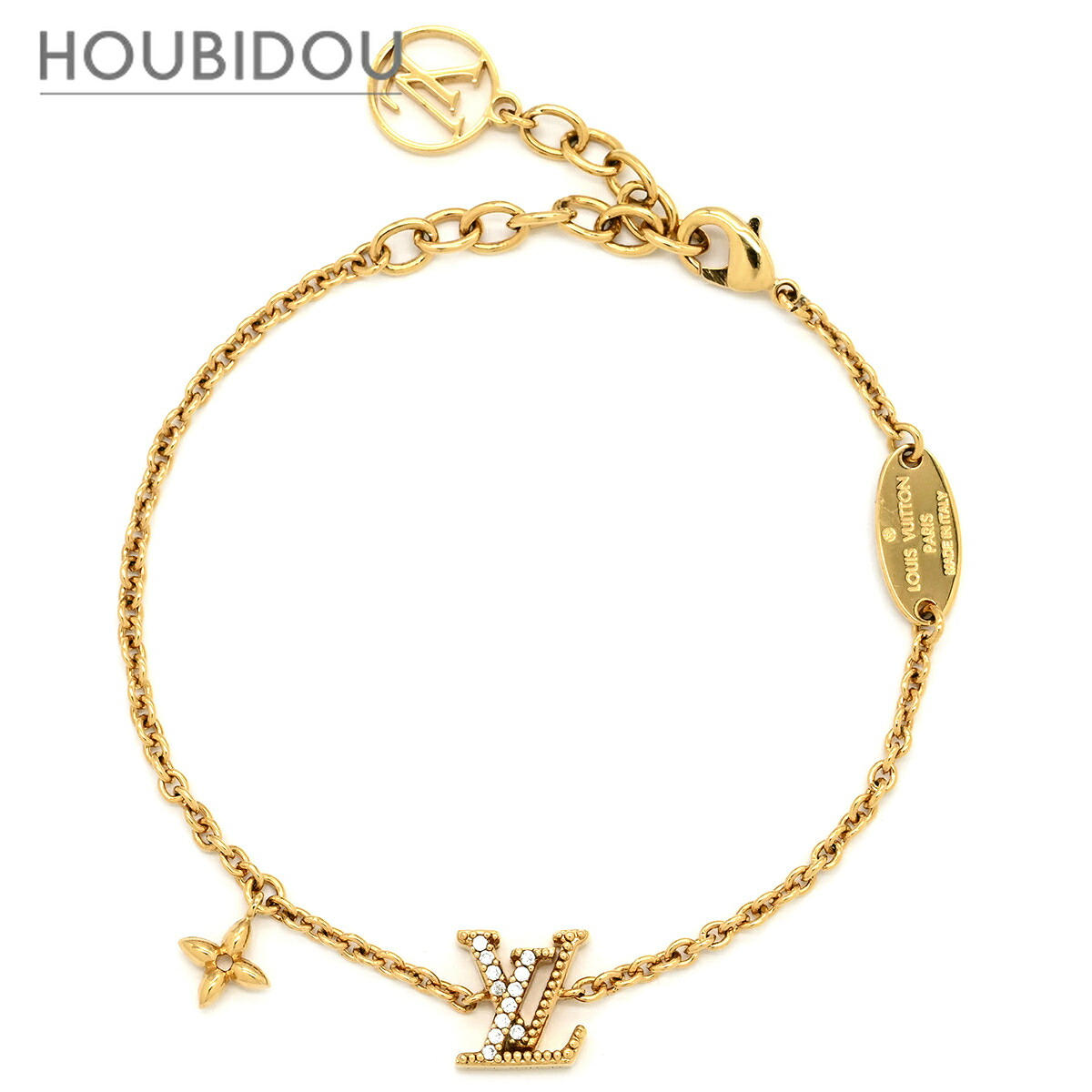 ルイヴィトン LOUIS VUITTON ブレスレット LV アイコニック GP ストラス ゴールド LVサークル LVイニシャル モノグラム･フラワー M00587 TE0273 【保存袋】【中古】