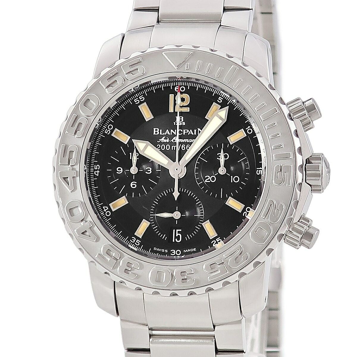 ブランパン BLANCPAIN トリロジー エアーコマンド 2285F-1130-71 ブラック 黒 逆回転防止ベゼル クロノグラフ メンズ 腕時計自動巻き ブラック 【中古】