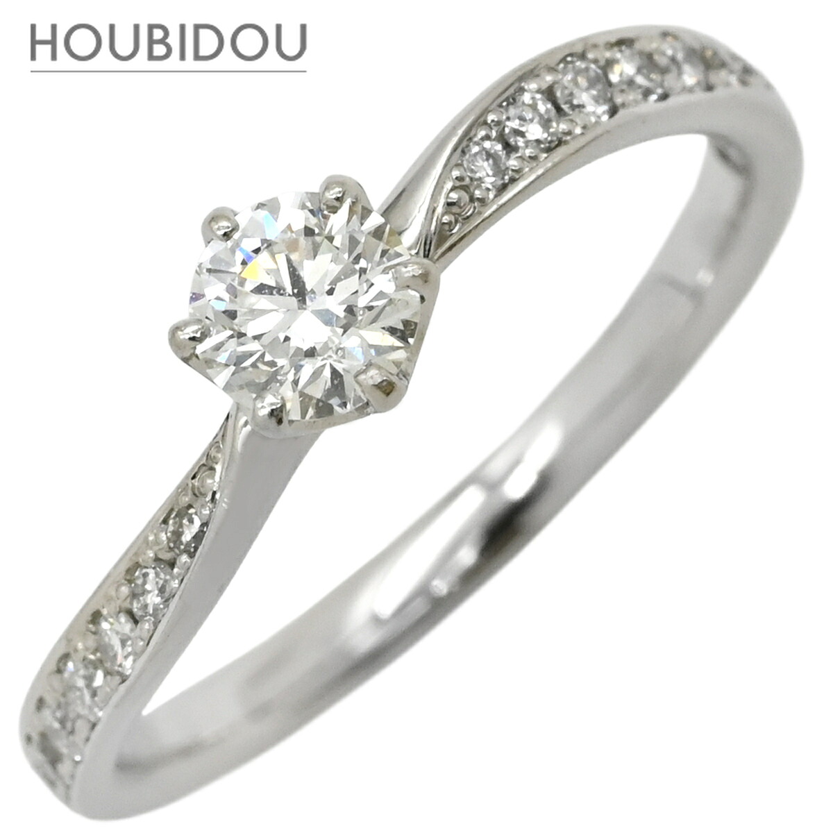 \ポイント10倍/ ヴァンドーム青山 VENDOME AOYAMA リング 指輪 ダイヤ 0.269ct プラチナシルバー 立爪 一文字 カーブリング 10号 【保証書】【中古】|HOUBIDOU 心斎橋店