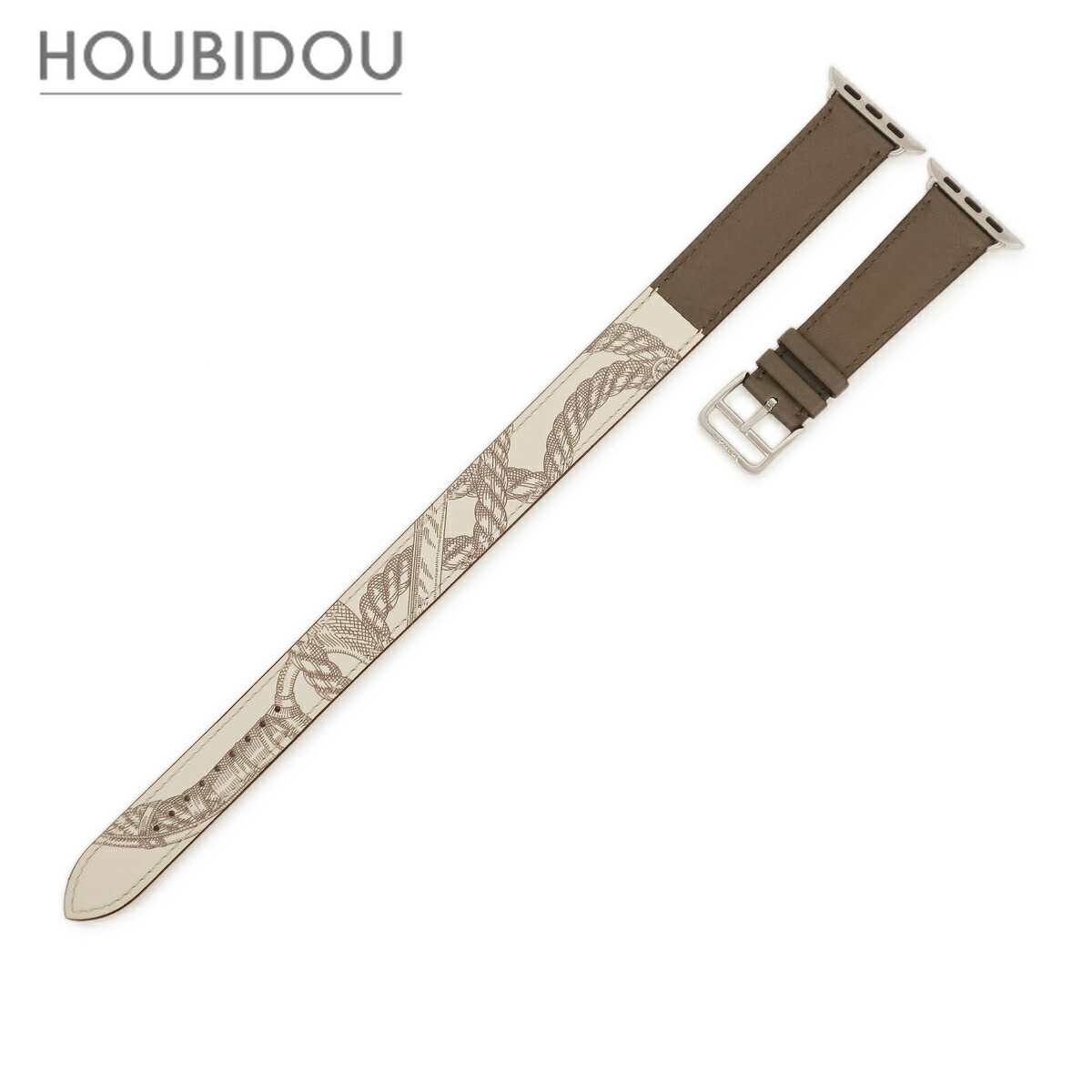 エルメス HERMES ウォッチ部分品 完全無欠 アップルウォッチ 38 40 41粍用 なめし革 ステンレス鋼スチール写真 エタン べ英トン ヴォースイフト ドゥブルトゥール 胴締め 32粍 尾錠付き添い人 【中古】