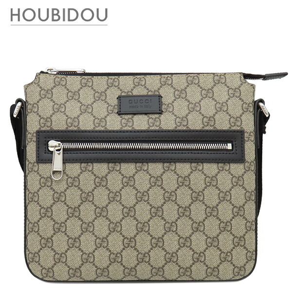 グッチ GUCCI ショルダーバッグ GGスプリーム メッセンジャーバッグ GGスプリームキャンバス レザー ベージュ×ブラック シルバー金具 779865【中古】