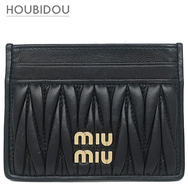 ミュウミュウ MIU MIU カードケース マテラッセレザー カードケース レザー ナッパレザー ブラック ゴールド金具 アイコニック 黒 カード入れ 5MC076 【箱】【中古】