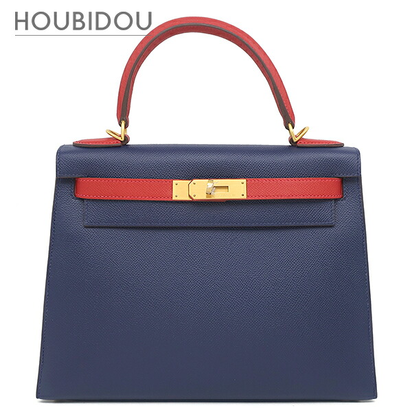 エルメス HERMES 2WAYバッグ ケリー28 外縫い ヴォーエプソン ブルーサフィール×ルージュカザック ゴールド金具 【PO品】 ハンドバッグ ショルダー D【中古】 1,001,000円