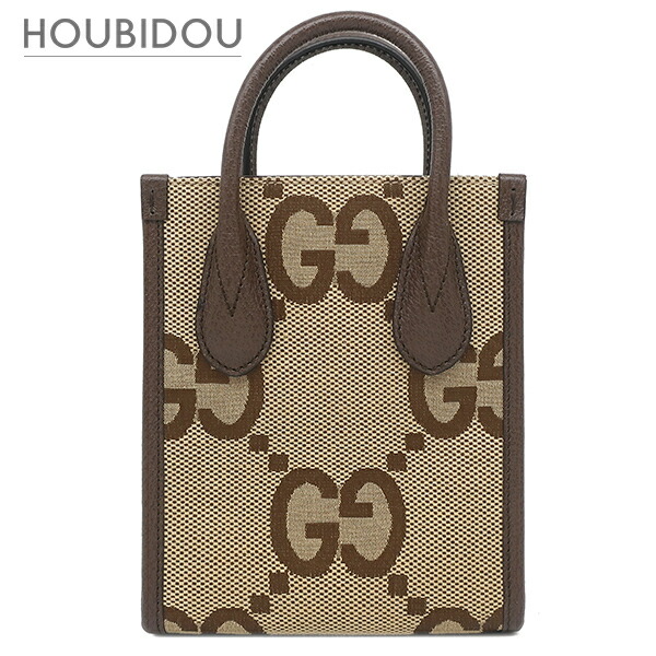 グッチ GUCCI 2WAY御徒面子 ミニトート なめし革 ジャンボGG帆布 ベージュX赤銅色 ゴールド金具 茶 シェリーラインストラップ  699406 【保護すること袋】【中古】